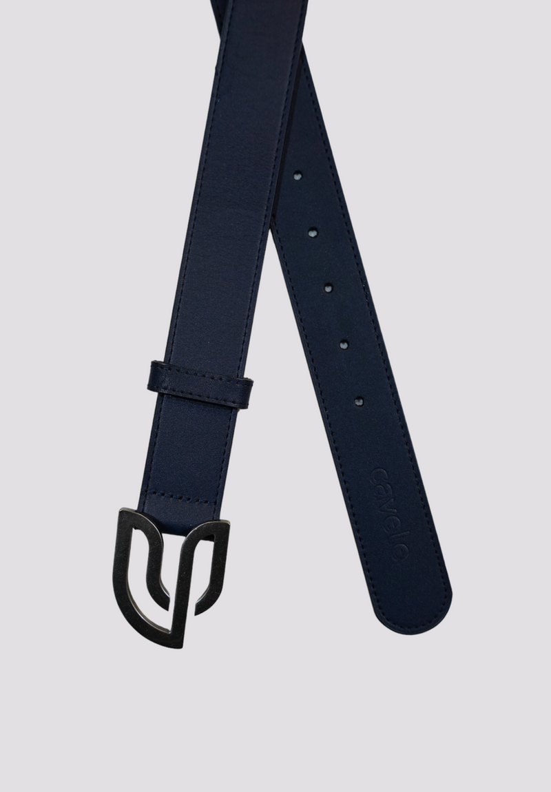 Signature Leather Belt - Navy